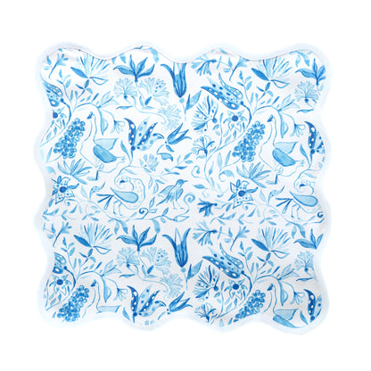 Square Scalloped Placemat-Birds of Paradise- Blue Set of 4