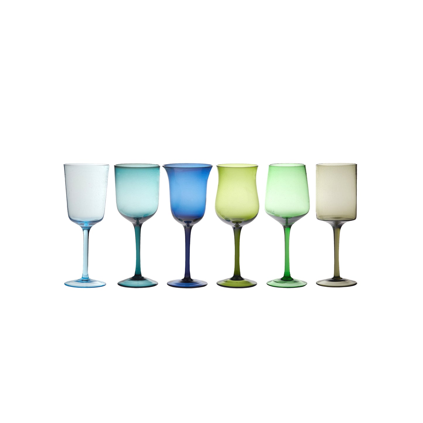 Wine Glasses Nuance Blue/Green Set of 6