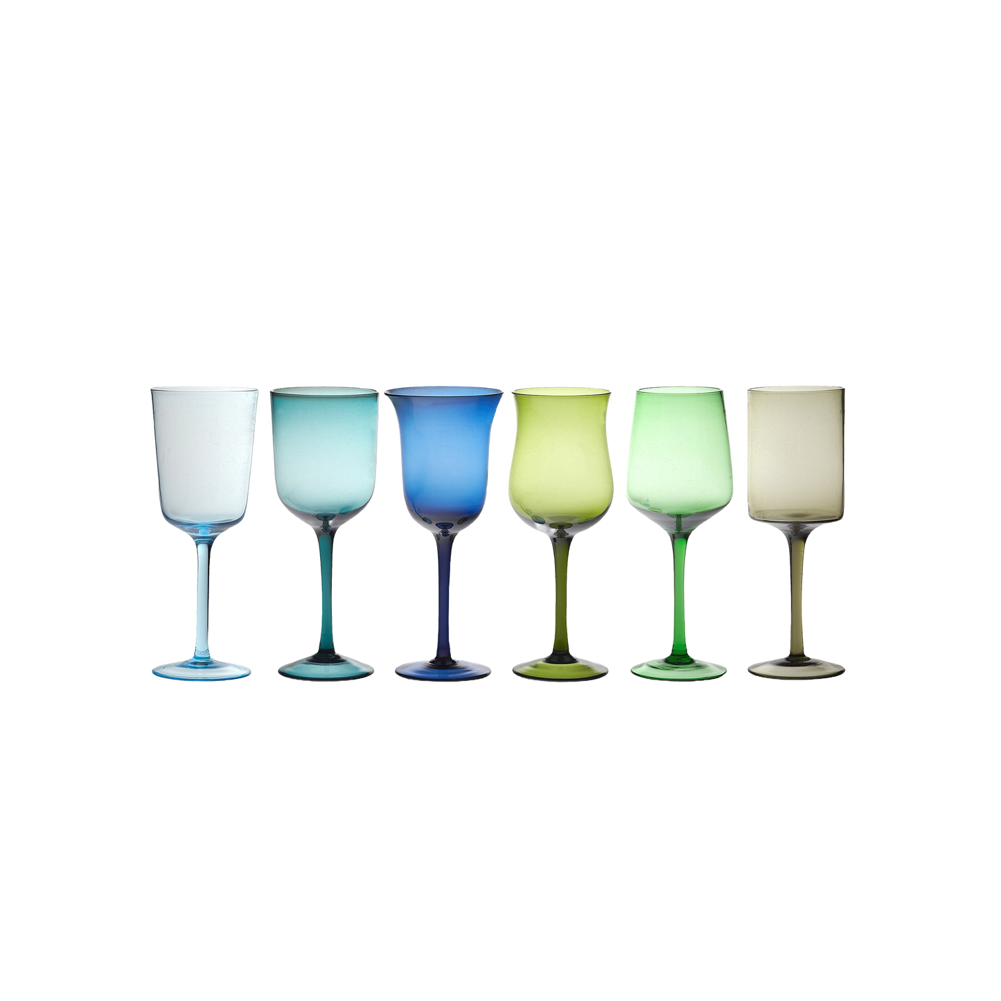 Wine Glasses Nuance Blue/Green Set of 6