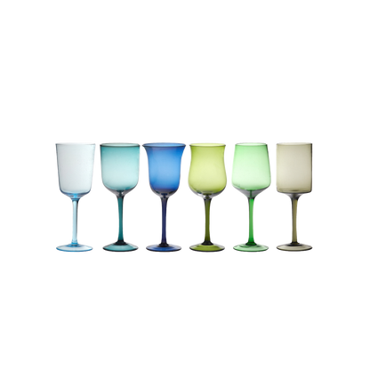 Wine Glasses Nuance Blue/Green Set of 6