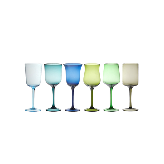 Wine Glasses Nuance Blue/Green Set of 6