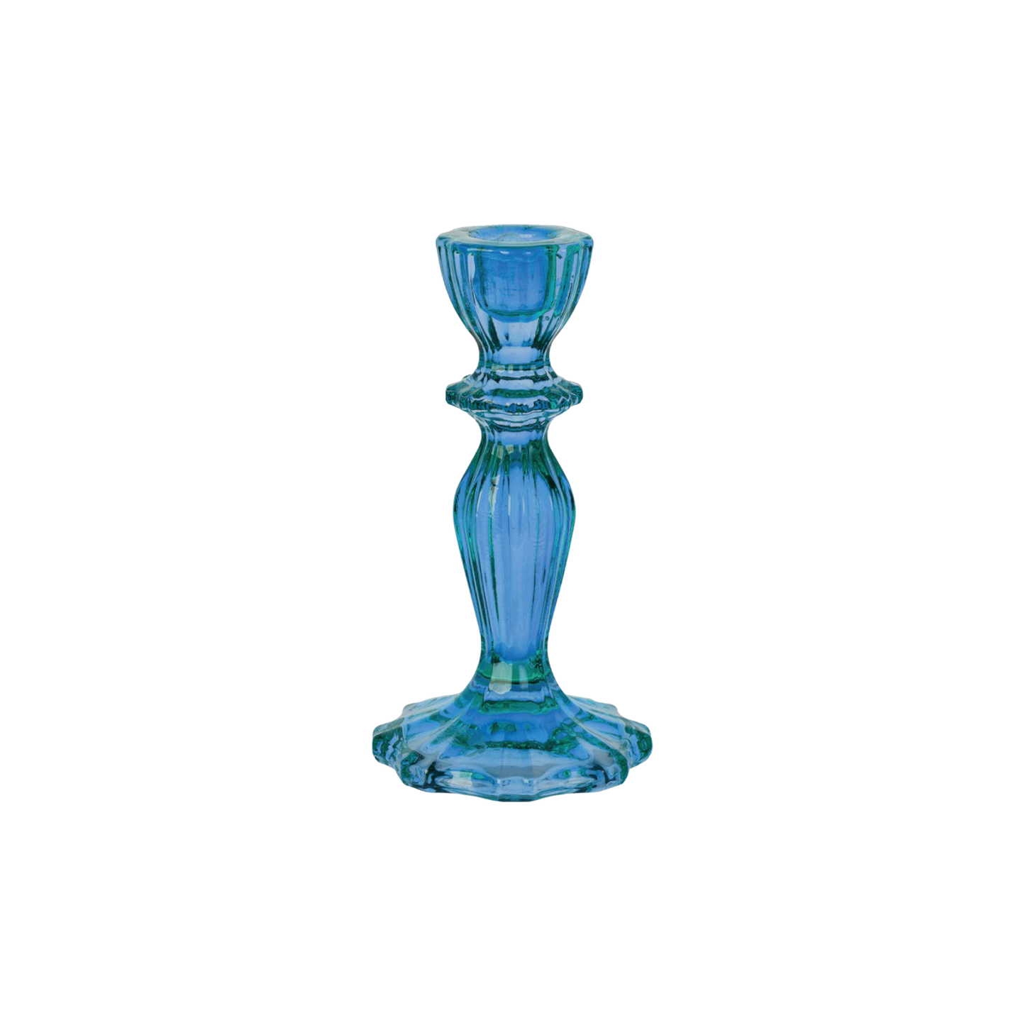 Blue Glass Candlestick Holder