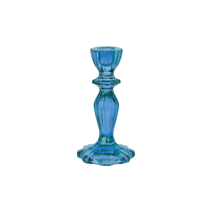 Blue Glass Candlestick Holder