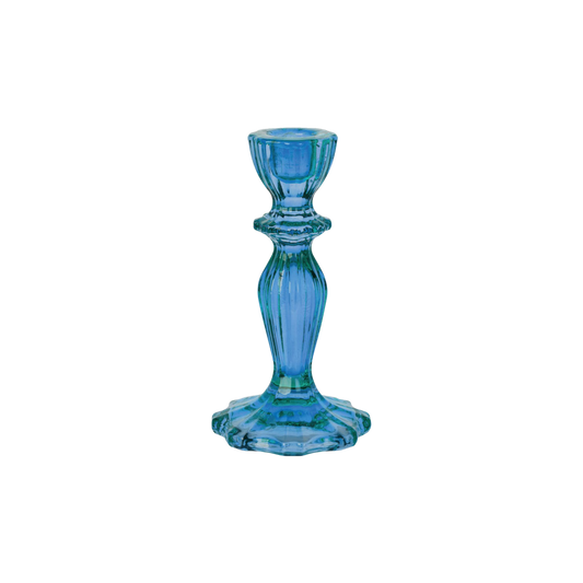 Blue Glass Candlestick Holder