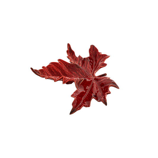 Sycamore Leaf Ceramic Dish - Red