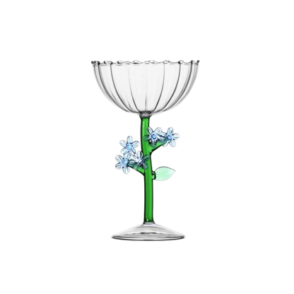 Botanica -  Optical Champagne Bowl Light Blue Flower