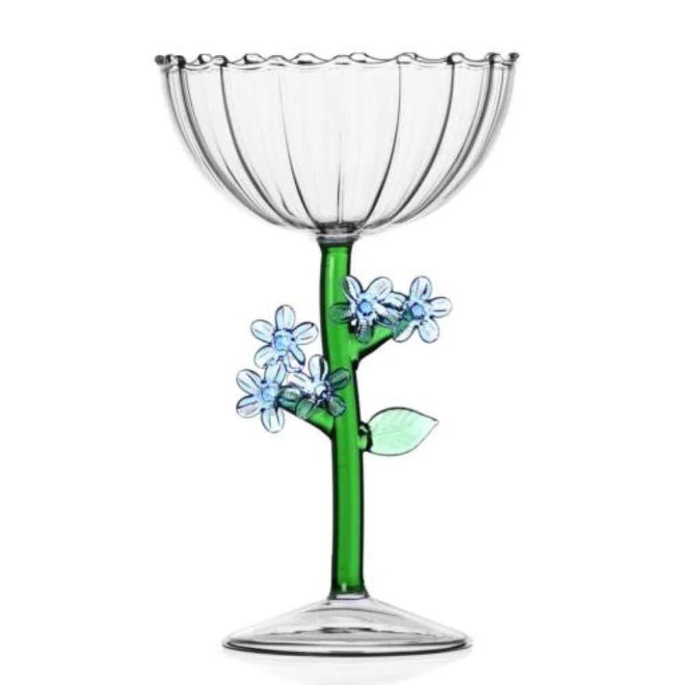 Botanica -  Optical Champagne Bowl Light Blue Flower