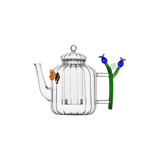 Botanica Teapot Optic Blue Flower and Butterfly