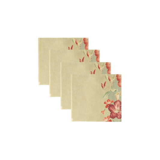 Ibiscus Sage Linen Napkins - Set of 4