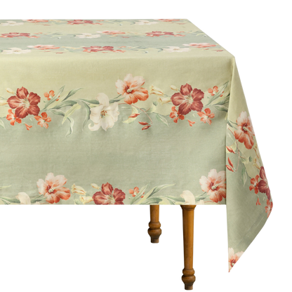 Ibiscus Sage Linen Tablecloth