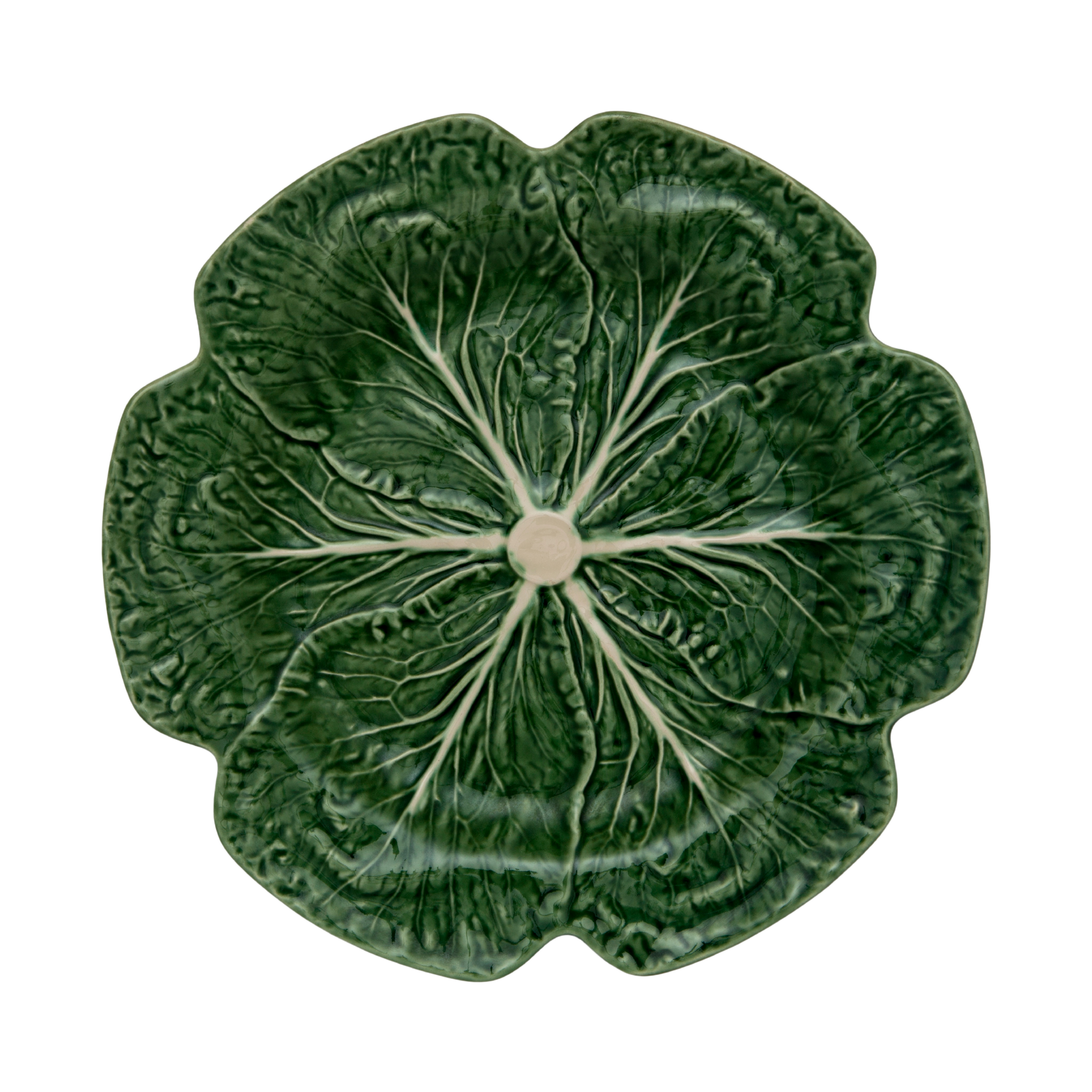 Cabbage Charger Plate made from green earthenware, designed in the shape of a cabbage. Elegant and functional, perfect for enhancing table settings and impressing guests.