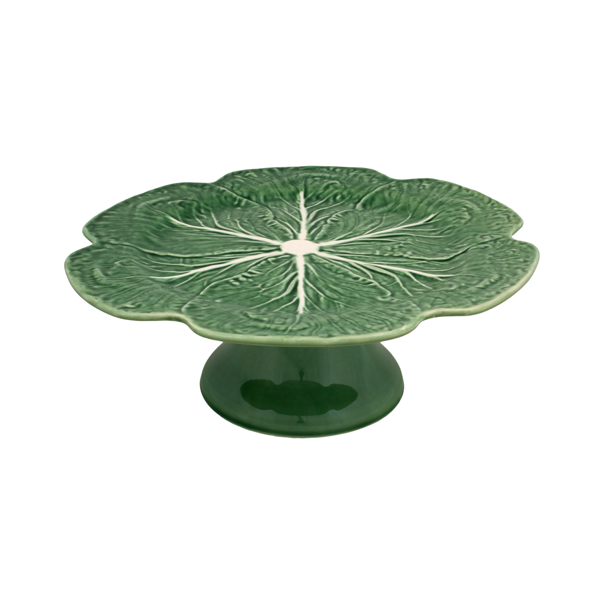 Cabbage Leaf Cake Stand made from green earthenware, designed in the shape of a cabbage. A stylish and functional cake stand that adds a touch of sophistication to your dining table.