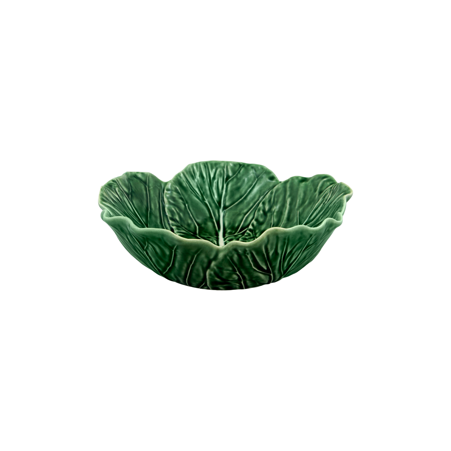 Green earthenware Cabbage Leaf Medium Bowl in the shape of a cabbage. A stylish and functional bowl that adds elegance and sophistication to your dining table.