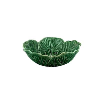 Green earthenware Cabbage Leaf Medium Bowl in the shape of a cabbage. A stylish and functional bowl that adds elegance and sophistication to your dining table.