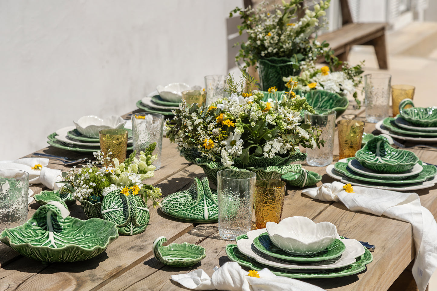 Cabbage Leaf Large Bowl made from green earthenware, designed in the shape of a cabbage leaf. A stylish and functional serving bowl that enhances your dining table with its artistic appeal.