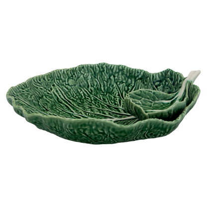 Cabbage Leaf Large Bowl made from green earthenware, designed in the shape of a cabbage leaf. A stylish and functional serving bowl that enhances your dining table with its artistic appeal.