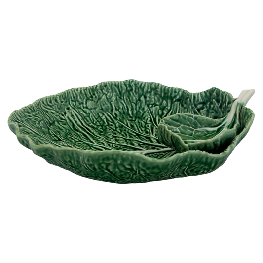 Cabbage Leaf Large Bowl made from green earthenware, designed in the shape of a cabbage leaf. A stylish and functional serving bowl that enhances your dining table with its artistic appeal.