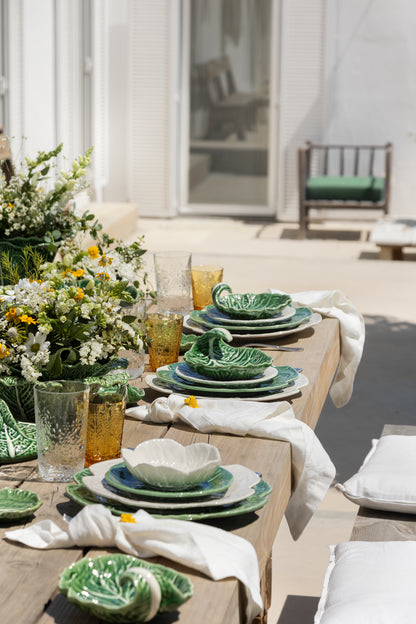 Cabbage Dinner Plate made from green earthenware, designed in the shape of a cabbage. Elegant and functional, perfect for enhancing table settings and impressing guests.