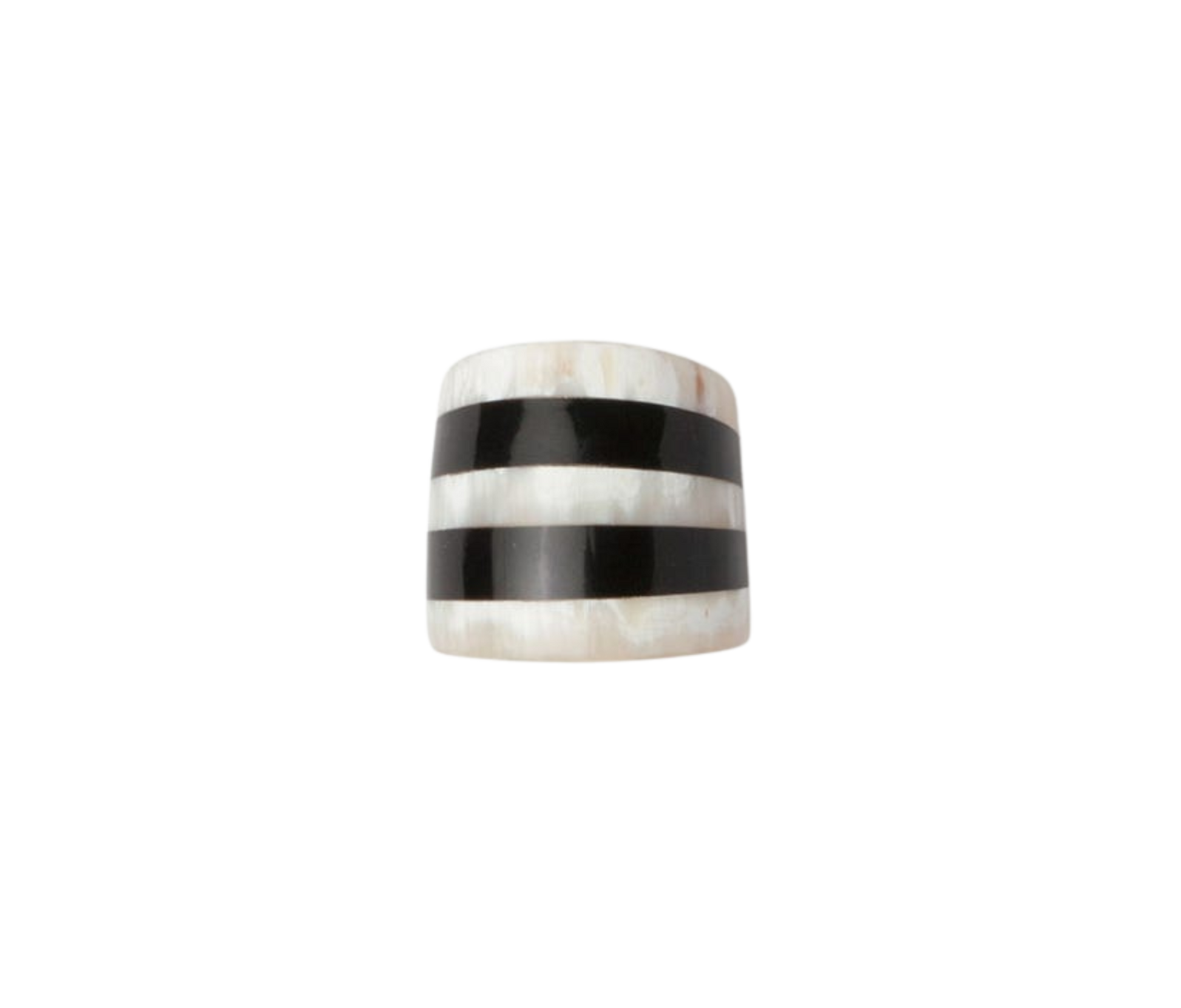 Cameron Napkin Rings, set of 4, made from black-and-white-striped horn. Chic and sophisticated, perfect for elegant table settings. Easy to clean and maintain.