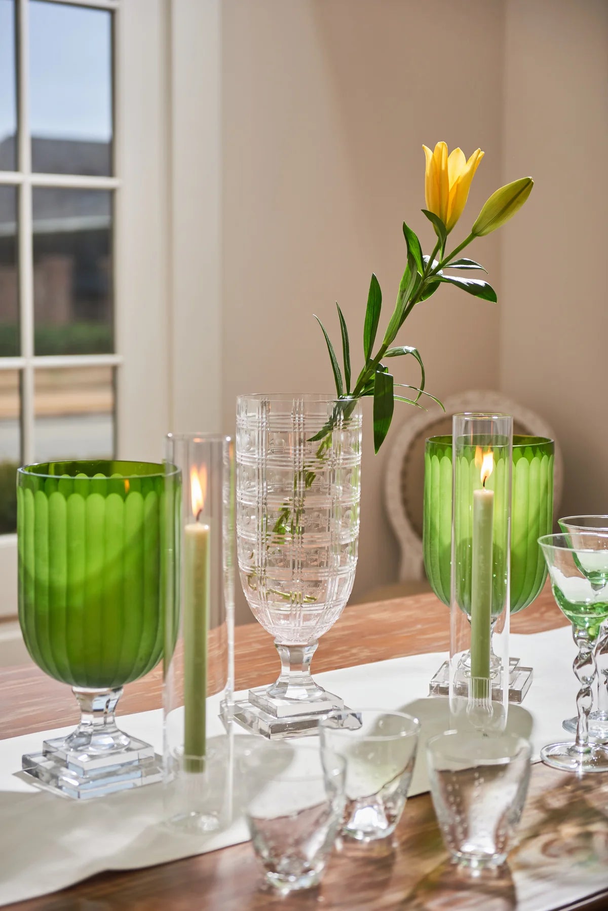 Candleholder and Clear Cylinder Set of 2