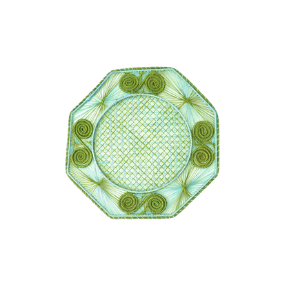 Octagonal Caracoli Placemats-Colored: Olive/Soft Blue