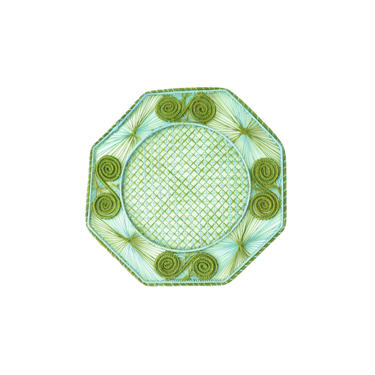 Octagonal Caracoli Placemats-Colored: Olive/Soft Blue