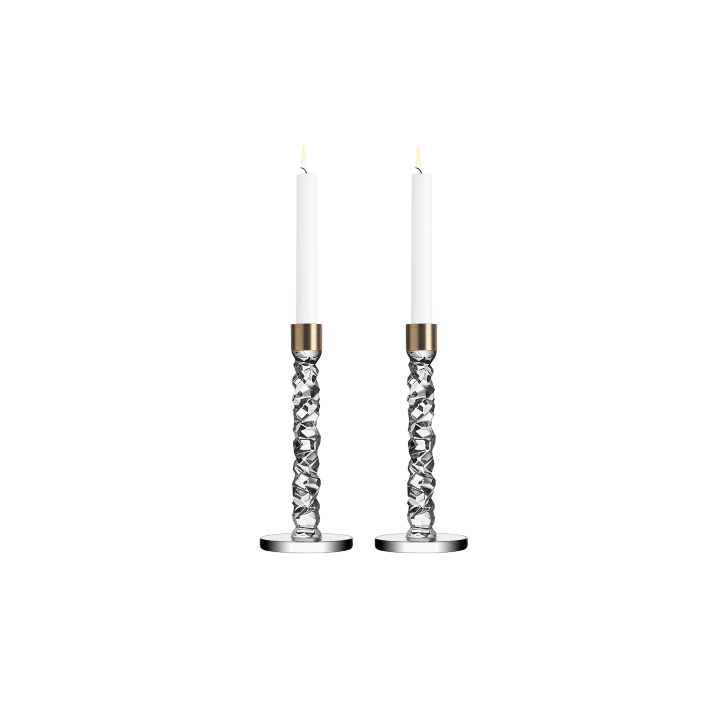 Carat Candlestick Brass Medium - Set of 2