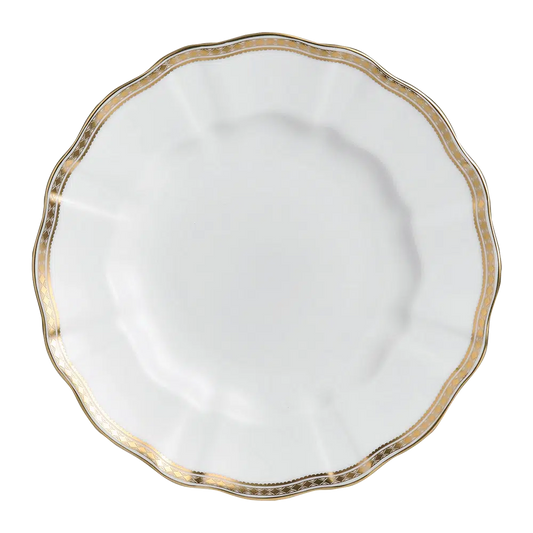 Carlt Gold Dinner Plate is made in England from fine bone china with 22-carat gold accents. Elegant and refined, perfect for special occasions. Diameter: 27cm | 11 Inches. Handwash recommended, not suitable for microwave use.