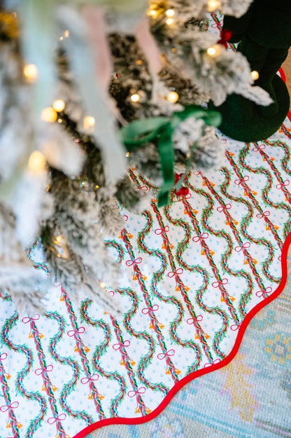 Carol of the Bells Scalloped Tree Skirt