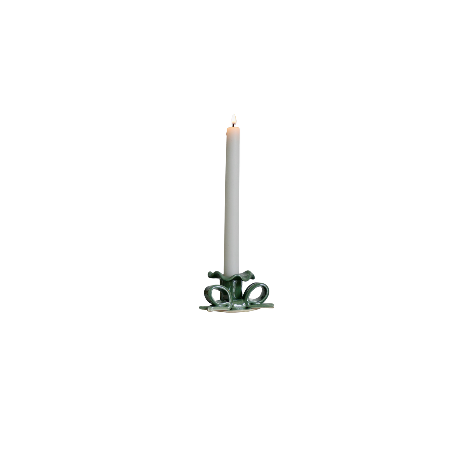 Ceramic Bow Candle Holder- Green