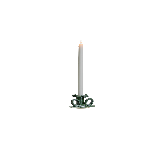 Ceramic Bow Candle Holder- Green