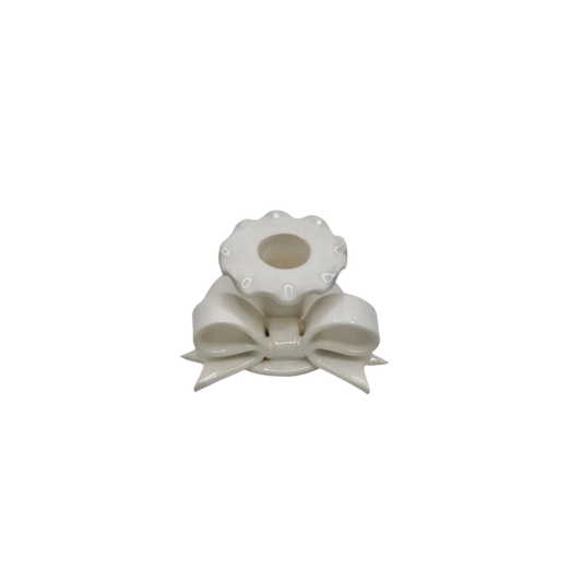 Ceramic Bow Candle Holder- White