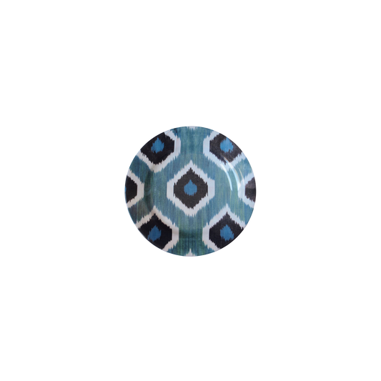 Ikat Ceramic Side Plate in Blue Grey