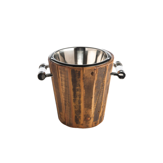 Mahogany-stained wine cooler made from re-claimed wood, a stylish and eco-friendly barware accessory by Abigails.