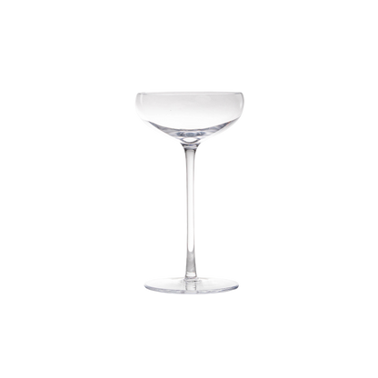 Ritz Champagne Coupe, made from crystal and handcrafted in Poland, featuring a sleek, contemporary design perfect for stylish and elegant champagne toasts.