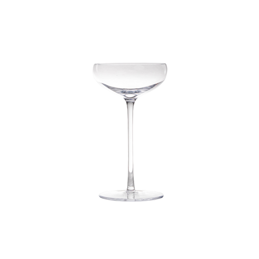 Ritz Champagne Coupe, made from crystal and handcrafted in Poland, featuring a sleek, contemporary design perfect for stylish and elegant champagne toasts.