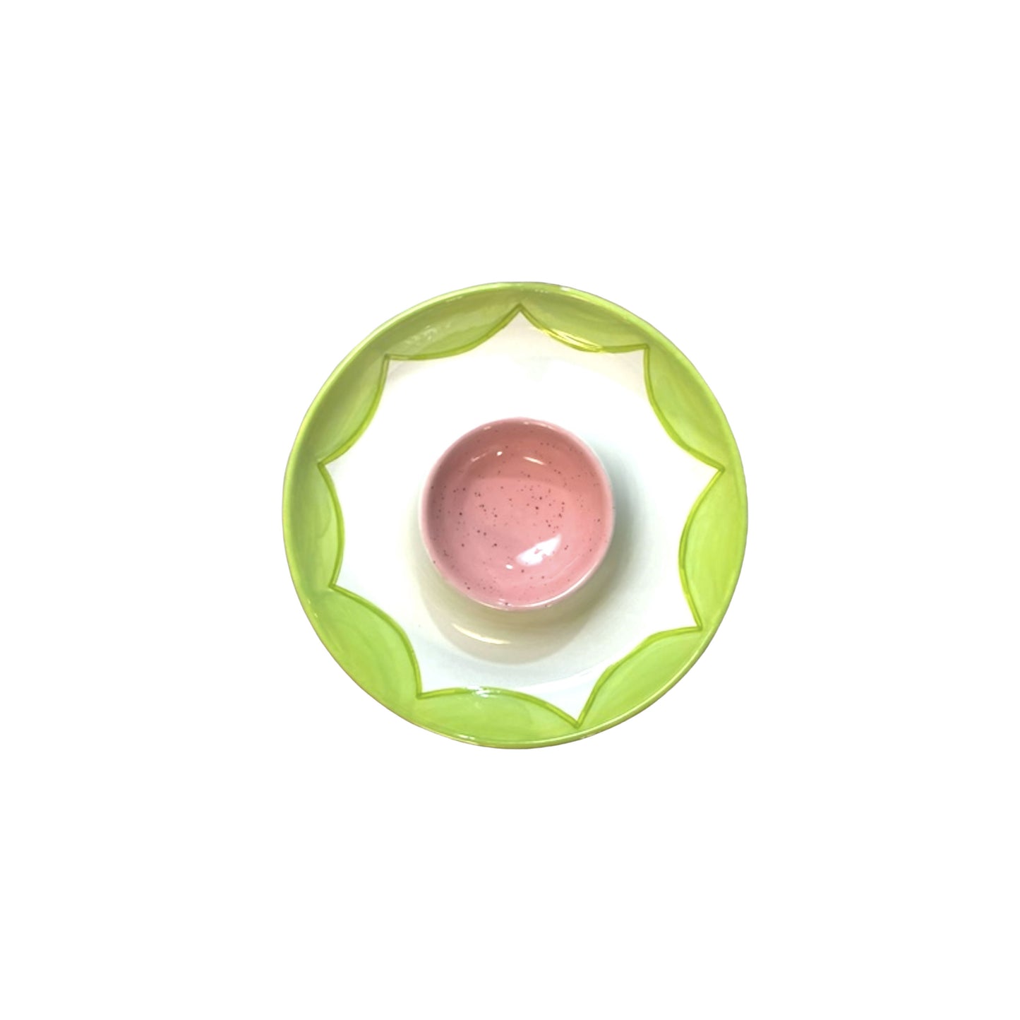 Chip and Dip Plate (Pink and Green)