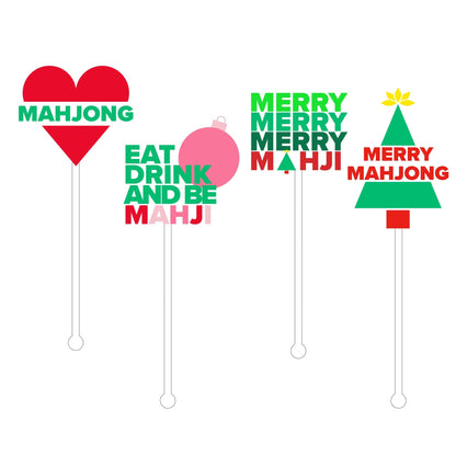 Christmas Acrylic Mahj Stir Sticks - Set/4