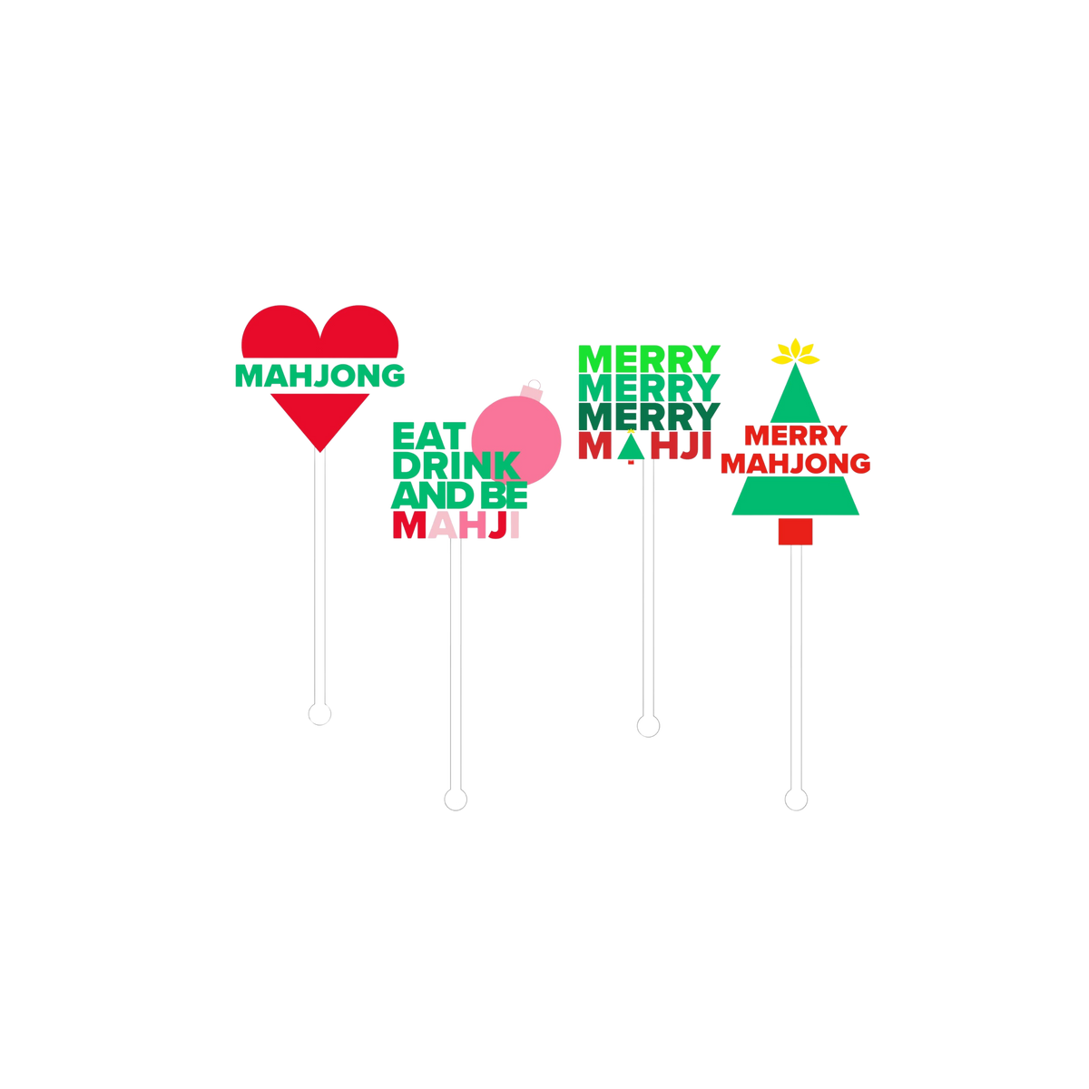 Christmas Acrylic Mahj Stir Sticks - Set/4