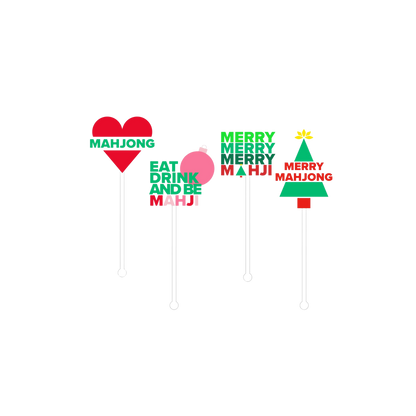 Christmas Acrylic Mahj Stir Sticks - Set/4