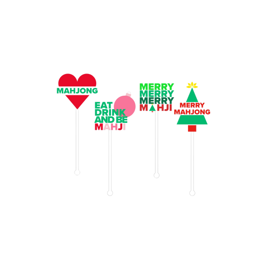 Christmas Acrylic Mahj Stir Sticks - Set/4