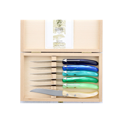 Claude Dozorme Laguiole Steak Knives Set of 6 - Blue-Green