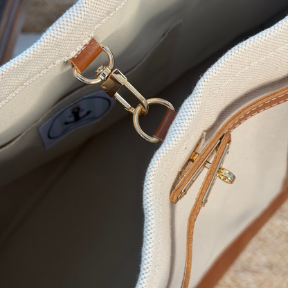 Charleston Extra Large Leather Carryall Tote - Cognac