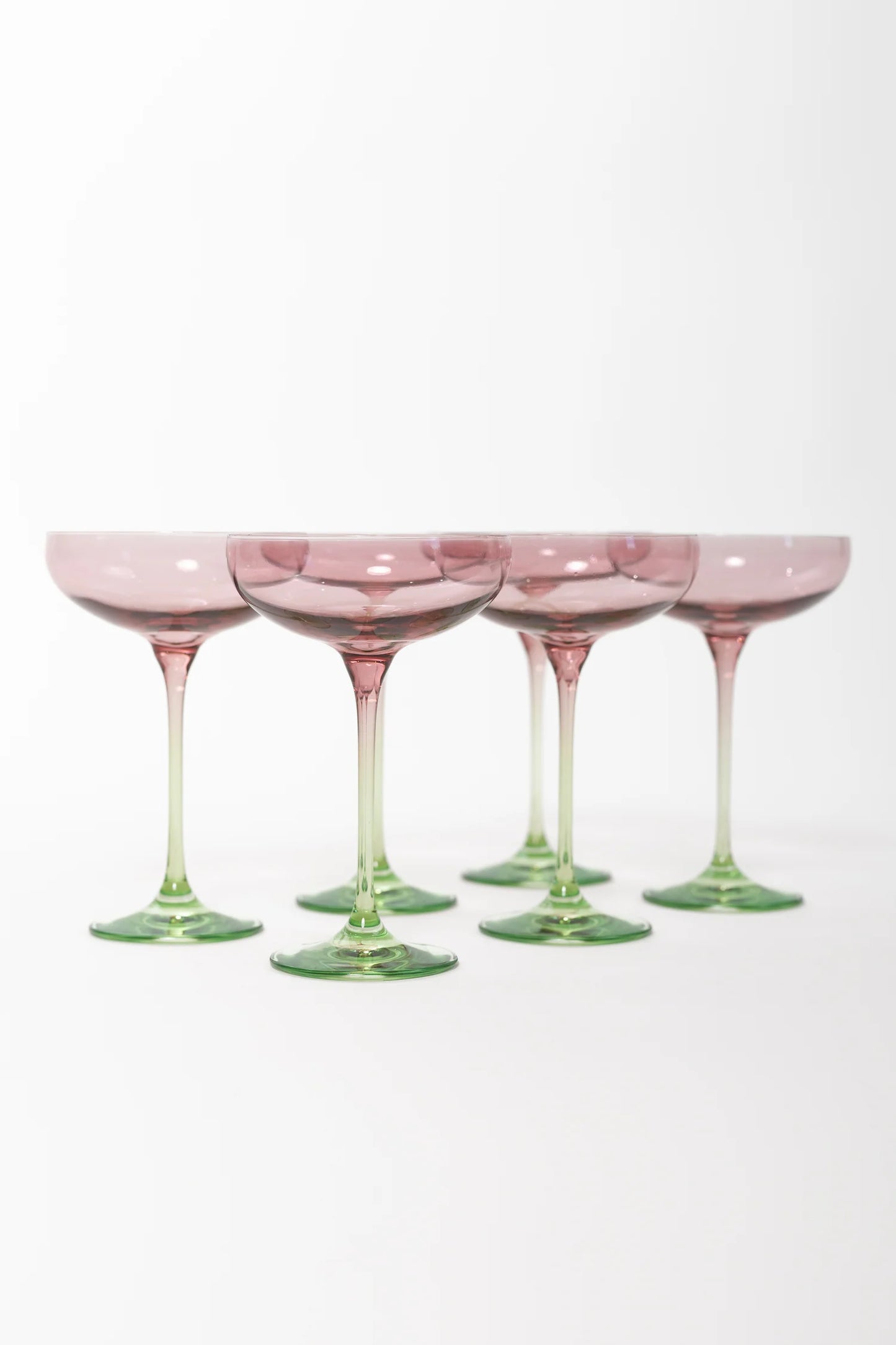 Colored Champagne Coupe - Rose and Mint Green Set of 6