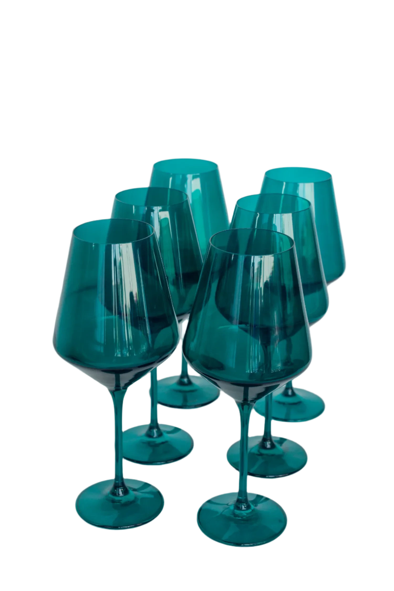 Emerald Green colored wine stemware, hand-blown by Polish artisans. Each glass is 9.5 inches tall, holds 16.5 ounces, and comes in a set of 6. Lead, cadmium, and BPA-free for safe use.