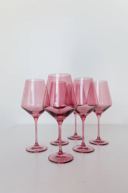 Colored Wine Stemware - Rose Set of 6