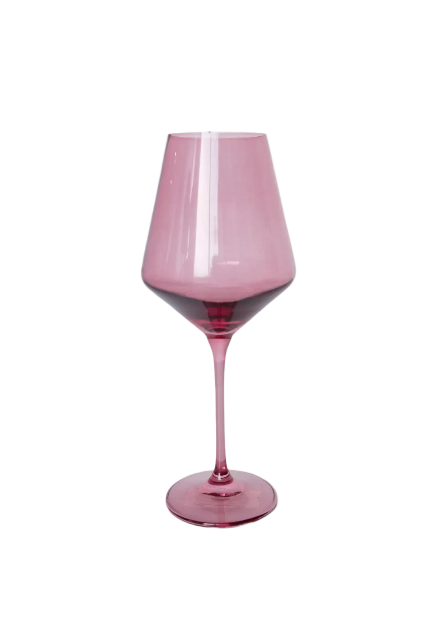 rose colored wine stemware, hand-blown by Polish artisans. Each glass is 9.5 inches tall, holds 16.5 ounces, and comes in a set of 6. Lead, cadmium, and BPA-free for safe use.