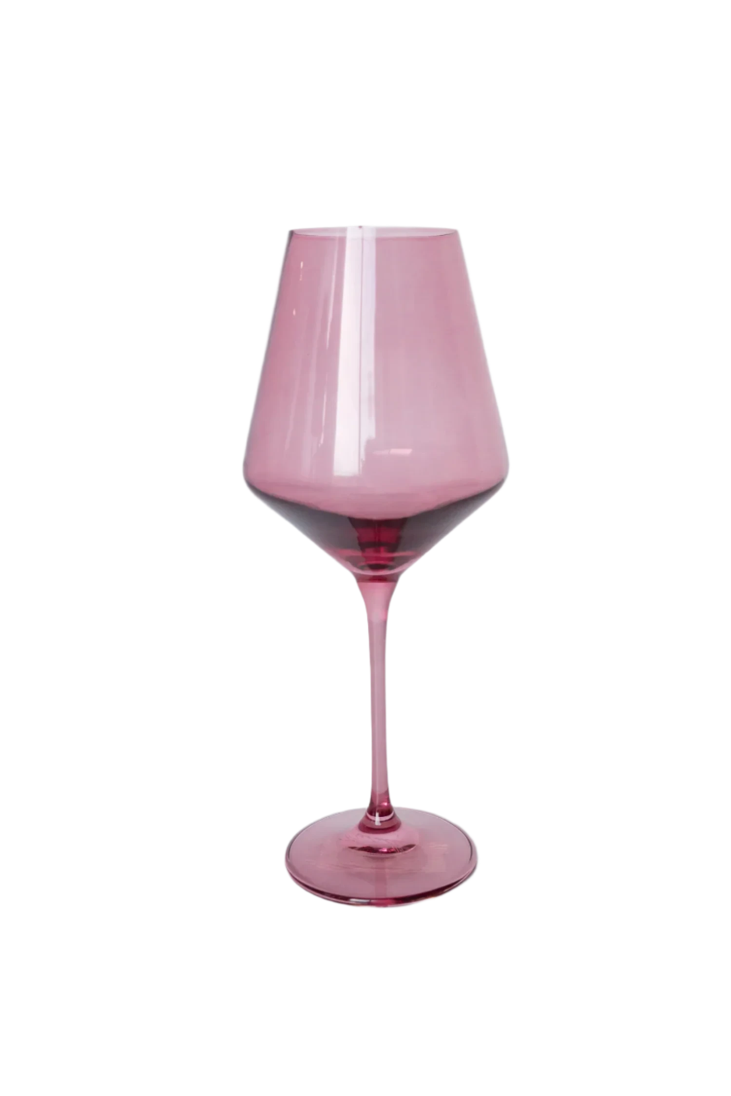 rose colored wine stemware, hand-blown by Polish artisans. Each glass is 9.5 inches tall, holds 16.5 ounces, and comes in a set of 6. Lead, cadmium, and BPA-free for safe use.