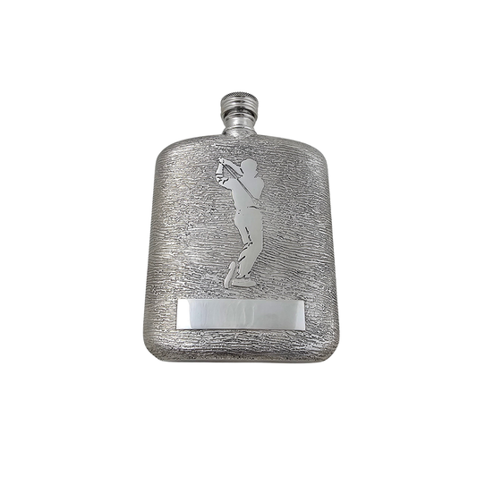 Bark Design Pewter Golfer Flask