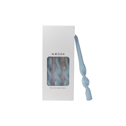 Pack of 3 Twist Taper Candles - Cornflower Blue